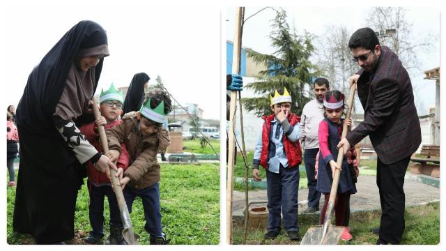 کاشت نهال در پارک های ابریشم و بهاران رشت